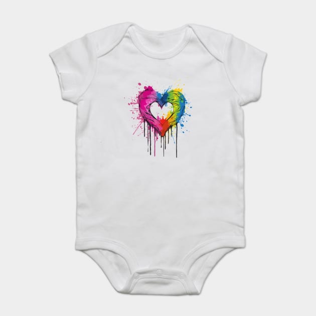 Rainbow Heart Baby Bodysuit by WarFX Designs
